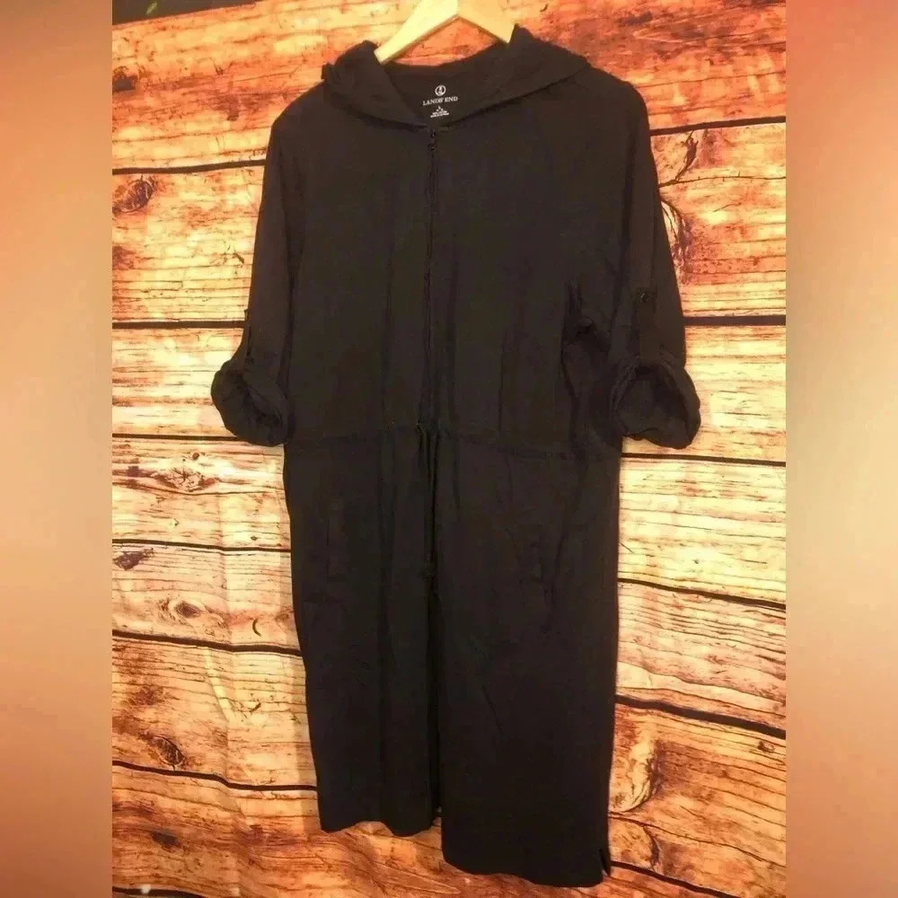 Lands End all black hooded romper - Picture 5 of 12